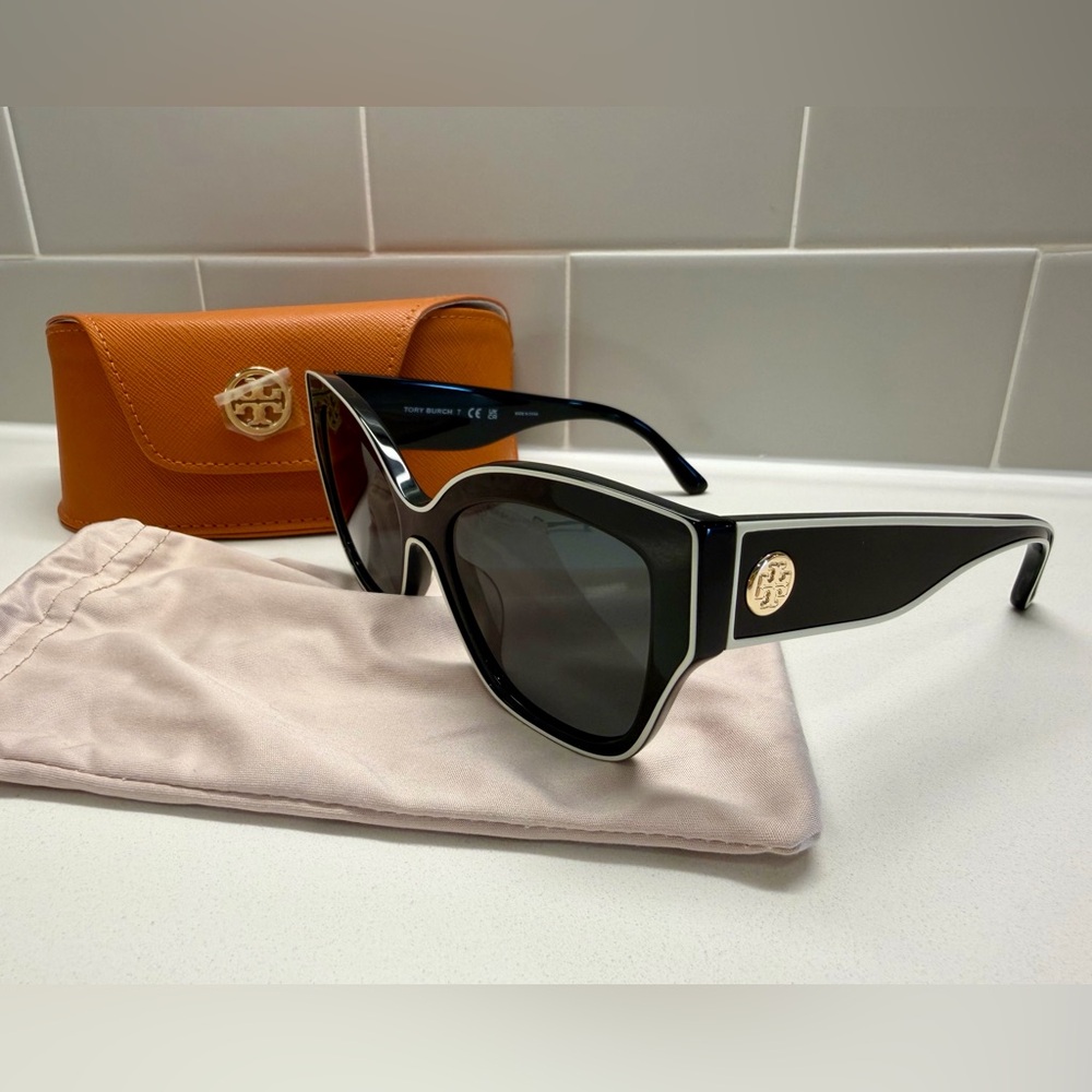 Tory Burch Miller Oversized Butterfly Cat-Eye Sunglasses with Gold Logo Accents